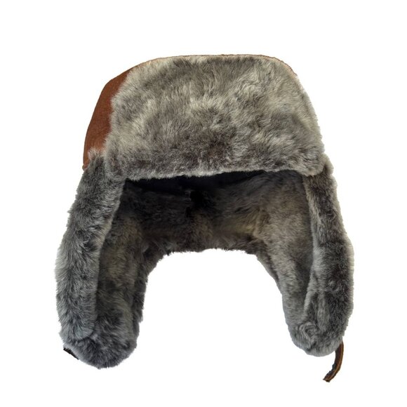 Shearling Sheepskin Leather Trapper Hat | Aviator Hat | Russian Ushanka - Picture 6 of 8